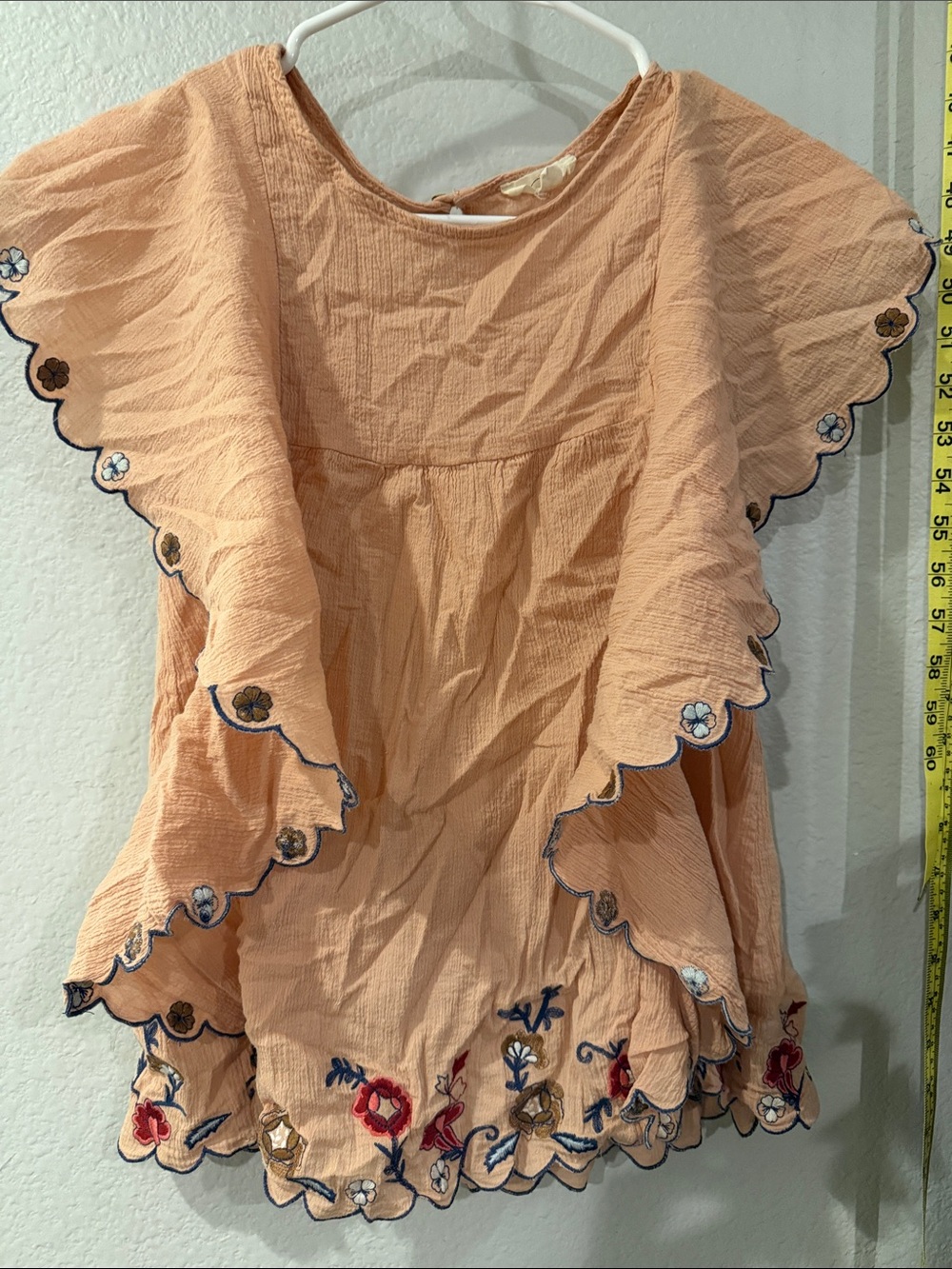 easel Peach Ruffled Embroidered Girls Dress